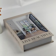 New Global Bak Gel Al Kitap Görünümlü Dekoratif Kutu, Iskandinav Tarzı Kitap Şeklinde Saklama Kutusu, Ev Dekora