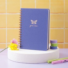Paperora A5 Spiralli Sert Kapak Keten Noktalı Tarihsiz Not Defteri Mavi
