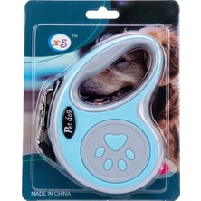 Makaralı Köpek Gezdirme Tasması Gri Mavi