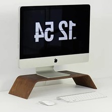 Aesco Dayanıklı Ağaç Monitör Ayağı ve Yükseltici Bilgisayar Standı (Ceviz)