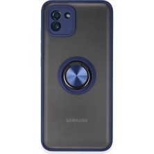 Samsung Galaxy A03 Kılıf Montreal Yüzüklü Silikon Kapak - Lacivert