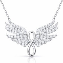 Tienda Elegante Gümüş Melek Kanadı Sonsuzluk Kadın Kolye