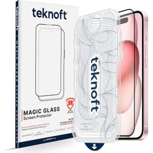 Teknoft iPhone 15 Için Kolay Kurulum Kitli Takılırken Camın Altında Kesinlikle Toz Bırakmayan Ekstra