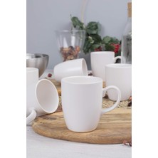 Keramika 6 Adet 9 cm Mat Beyaz Bulut Kupa 022