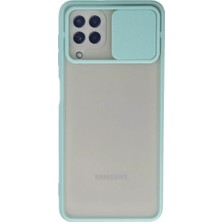 Samsung Galaxy A22 Kılıf Palm Buzlu Kamera Sürgülü Silikon - Turkuaz