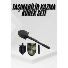 Aesco Katlanır Portatif Kazma Kürek Seti Portatif Çelik Taşıma Çantalı Pusulalı