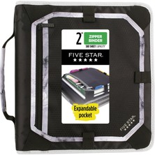 Five Star Fermuarlı Cilt, Genişleme Paneli ve Genişleyen Dosyalı 5 Inç 3 Halkalı Klasör, 580 Sayfa K