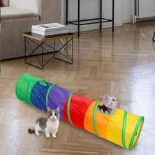 Tineke Petshop Düz Kedi Tüneli Katlanır Gökkuşağı Uzun Düz Kedi Köpek Oyun Tüneli Evcil Hayvan Oyun