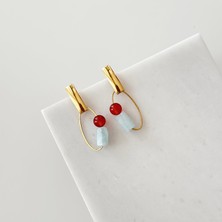 Vesce Atelier Kızıl Akuamarin Doğaltaş Küpe