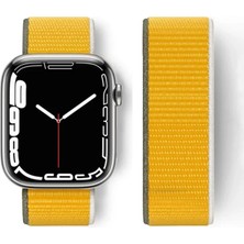 Apple Watch 42MM Hasırlı Cırtcırtlı Kordon - Sarı