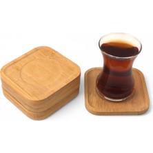 Deconox Bambu Kare Çay Tabağı Bardak Altlığı 6'lı Set | Dekoratif ve Doğal Bambu Altlık – Şık ve Day