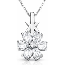 Tienda Elegante Gümüş Beyaz Sevgi Çiçeği Kadın Kolye