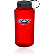 Nalgene Geniş Ağız Bpa Içermeyen Su Şişesi, Kırmızı/w Siyah Cap, 32-Ons