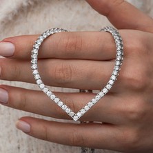 Tienda Elegante Gümüş V Model Su Yolu Kadın Kolye