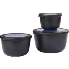 Mepal Cirqula 3 Parçalı Çok Kaseli Set Yuvarlak Iskandinav Siyahı - 350, 750 ve 1250 Ml, Derin Dondu