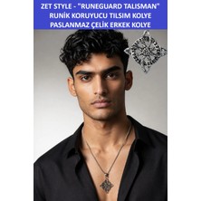 Zetconcept Zet Style – Runeguard Talısman - "runik Koruyucu Tılsım"- Mistik Erkek Kolye 316L Paslanmaz Çelik Runik Harf Işlemeli - 70 cm Zincir