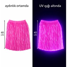 Trend Kapında Neon Pembe Hawaii Parti Eteği 40 cm
