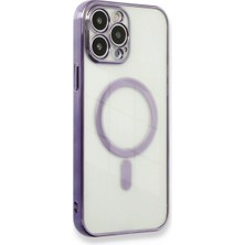 Trend Kapında Apple Iphone 13 Pro Max Kılıf Magneticsafe Lazer Silikon - Mor