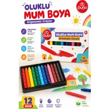 Artlantis Oluklu Mum Boya 12 Li 1 Paket Bubu 12 Renk Mumboya Elleri Kirletmeyen Yıkanabilir Silinebilir Karton Kutu