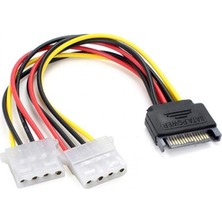 New Global 30 cm 15 Pin Sata Erkek To 2x 4 Pin Dişi Molex Kablo 15 Pin Erkek 2x 4 Pin Dişi Molex 30 cm Sata Kab
