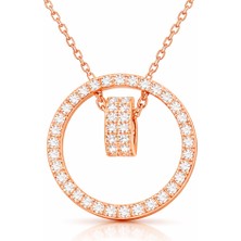 Tienda Elegante Gümüş Rose İç İçe Geçmiş Halka Kadın Kolye