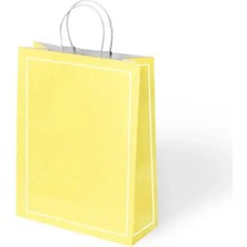 KİKA Kika 1000757 Büküm Saplı 25X12X31CM Hediyelik Kağıt Çanta Makaron Sarı  - Tekli