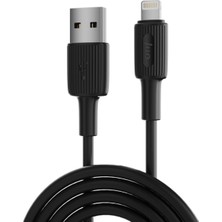Juo 12W 2.4A Usb-A To Lightning iPhone iPad ile Uyumlu Silikon Hızlı Şarj ve Data Kablosu Siyah 2 Me