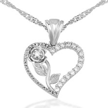 Tienda Elegante Gümüş Kalbimin Gülü Bayan Kolye