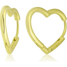 Tienda Elegante Gümüş Gold Loved Yazılı Taşsız Kalp Kadın Küpe