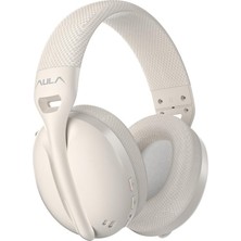 Aula S6 3 Modlu Kablosuz 3.5mm Kablolu ve Bluetooth 5.3 Mikrofonlu Gaming Oyuncu Kulaklığı Krem Ultr