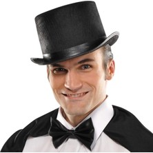 Trend Kapında Siyah Keçe Sihirbaz Fötr Şapka 12 cm