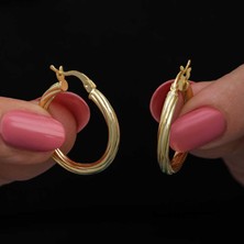 Tienda Elegante Gümüş Gold 3 mm Burgu Şarnel Küpe