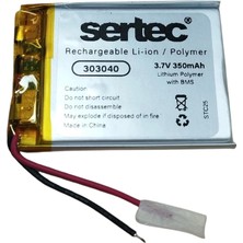 Trend Kapında Sertec 303040 3.7V 350 Mah Li-Polymer Pil (DEVRELI/1.5A)