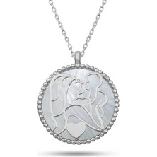Tienda Elegante Gümüş Sedef Taşlı Anne Çocuk Sevgisi Kolye