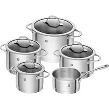 Zwilling Tencere Seti, Paslanmaz Çelik ve Cam, 5 Parça, Gümüş Rengi