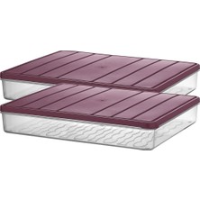 Selka Home - 2'li 2.5 Litre Büyük Boy Ekru Saklama Kabı