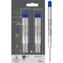 Parker Quinkflow Tükenmez Kalem Yedeği, Mavi Renk Mürekkep, 10'lu Avantajlı Paket