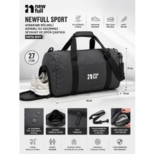 Newfull Sport Ayakkabı Bölmeli Astarlı Su Geçirmez Seyahat ve Spor Çantası-Orta Boy