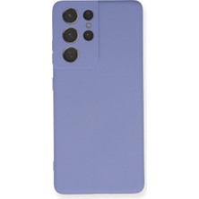 Trend Kapında Samsung Galaxy S21 Ultra Kılıf Nano Içi Kadife Silikon - Lila
