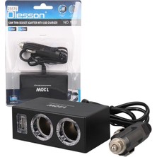 Olesson 1522 12-24V Tek USB Girişli 120W 80CM Kablolu 2’li Araç Çakmak Çoklayıcı