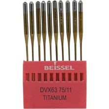 Beıssel Beissel DVX63 Sanayi Tipi Reçme Makinesi Iğnesi 11/75 Numara Altın Ses Uçlu 10 Adet (1 Paket