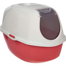 Moderna Kapalı Kedi Tuvaleti - Kırmızı 53 cm