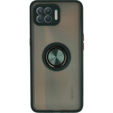 Oppo Reno 4 Lite Kılıf Montreal Yüzüklü Silikon Kapak - Yeşil