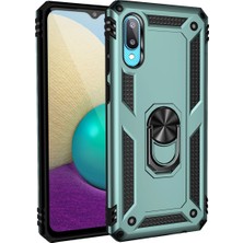 Trend Kapında Samsung Galaxy A02 Kılıf Sofya Yüzüklü Silikon Kapak - Yeşil