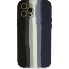 Apple iPhone 12 Pro Max Kılıf Ebruli Lansman Silikon - Siyah-Lacivert