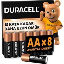 Duracell Aa Alkalin Kalem Pil (8'li Paket) 1,5 V LR6/MN1500