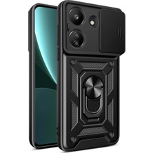 Xiaomi Redmi 13C Kılıf Pars Lens Yüzüklü Silikon - Siyah