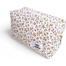 Fulia Elegance Makyaj Çantası | Makeup Bag | Kapitone Bakım Seyahat Kozmetik Çantası (Beyaz-Sarı)