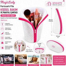 Magic Lady Fermuarlı File Kişisel Bakım Çantası – Geniş Açılır Ağızlı Seyahat ve Kozmetik Düzenleyici