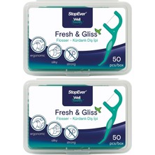 Stopever Fresh & Kürdanlı Diş Ipi 2'li Paket (100 Adet) | Nane Aromalı | Diş Arası Temizliği, Ağız H